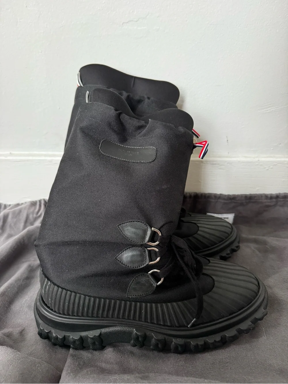 Thom Browne Black Men's Snow & Rain Lace-Up Boots